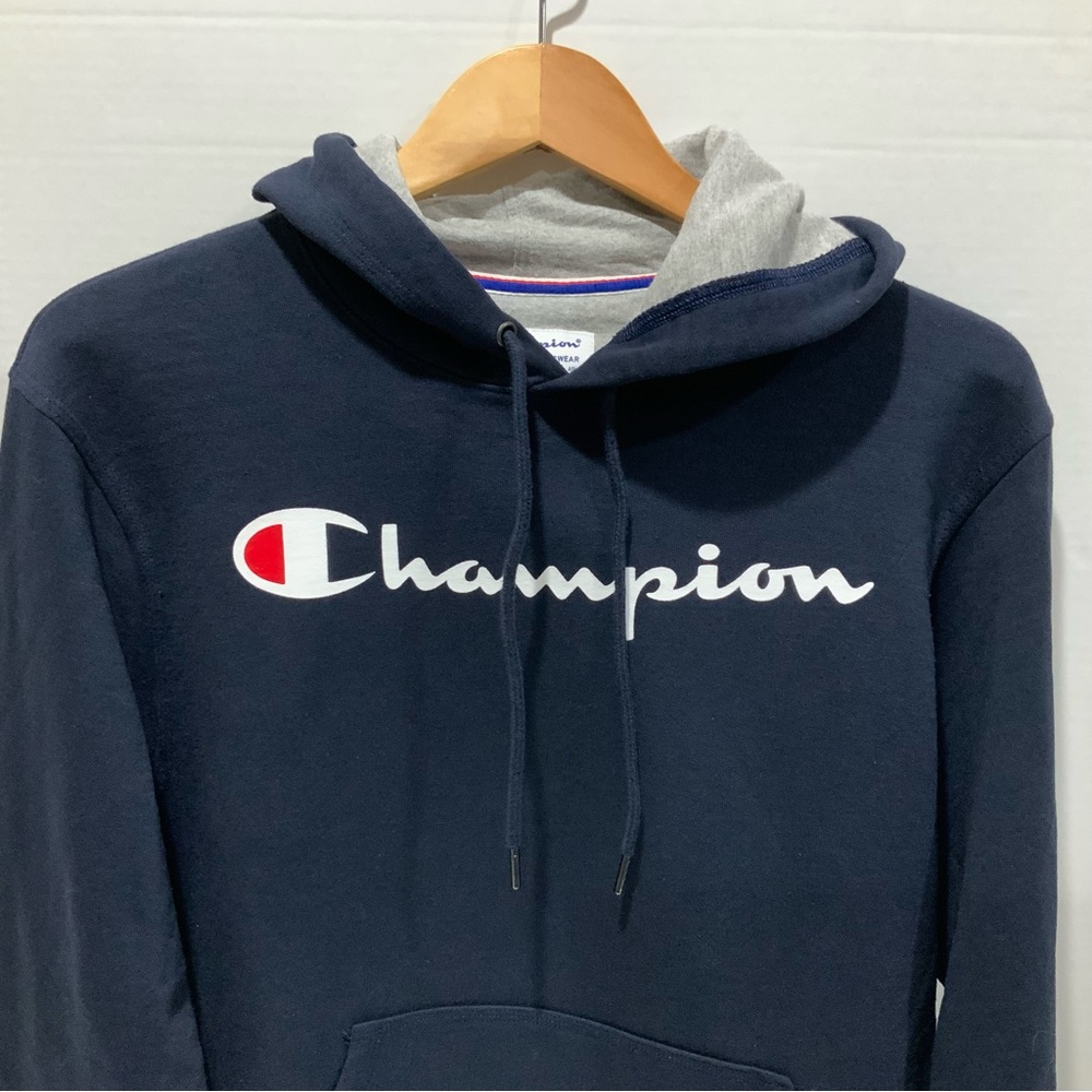 Champion Unisex Hooded Pullover Graphic Logo Sweatshirt - Navy Blue - Adult S